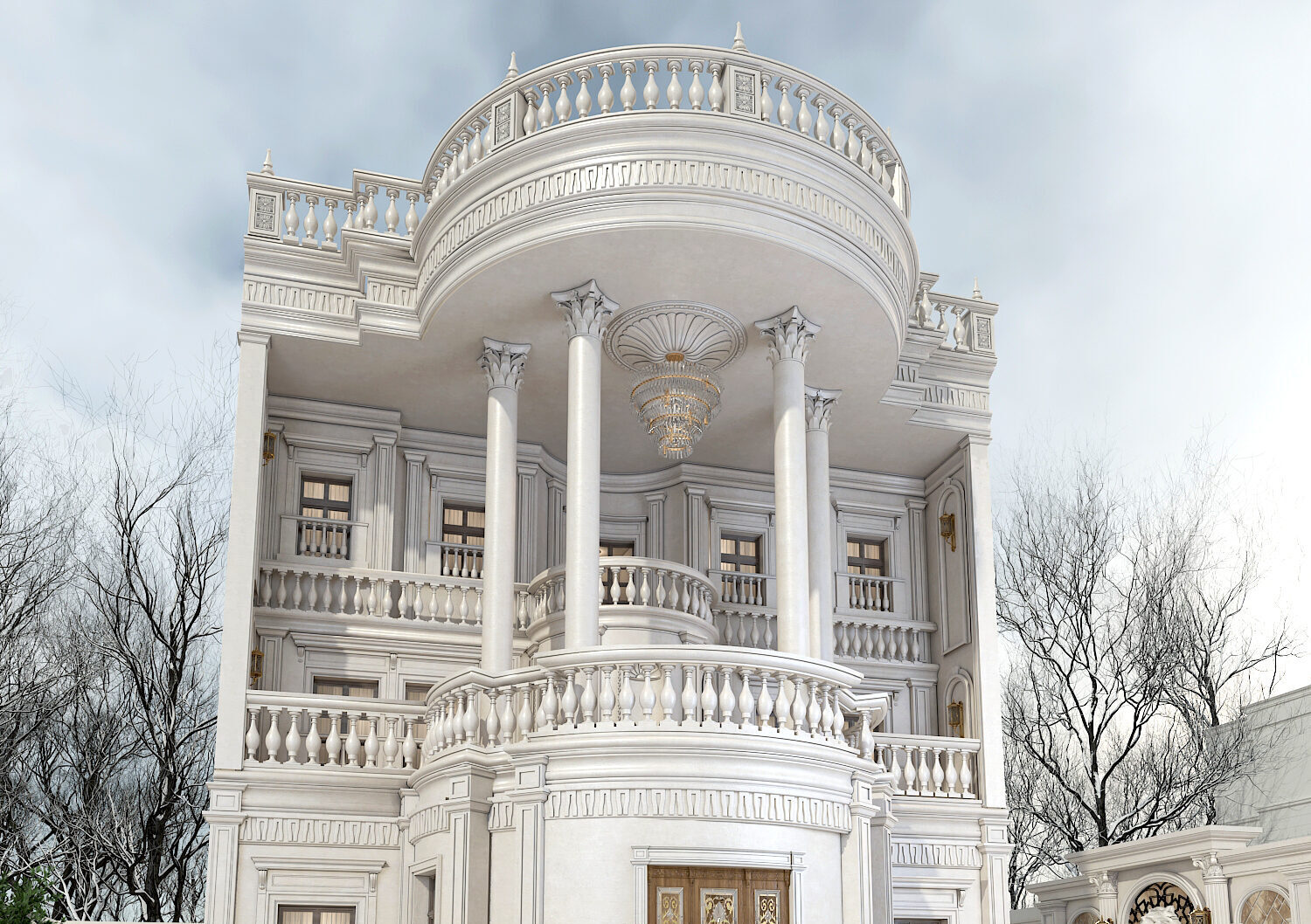 پروژه طراحی نمای عمارت ویلایی